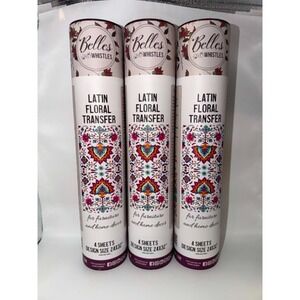 Belles & Whistles Latin Floral Transfer Lot of 3 Retired Pattern NEW Dixie Belle
